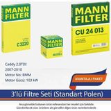 Netparset Volkswagen Caddy 2.0tdı 2007-2010 Mann 3'lü Filtre Seti (Standart Polen)-Bmm