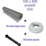 Netpen 3'Lü Sineklik Seti 500X100 Cm Tül, 20 Mt. Beyaz Conta, Fitil Çekme Aparatı