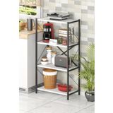 NETPLUSMOBİLYA Netplusmobilya Lina Dekoratif4 Raflı Kitaplık Metal Kitaplık Beyaz