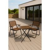 NetritGo Delüx Bistro Set Metal Ahşap Balkon Bahçe Mutfak 3'lü Katlanır Masa Sandalye Seti