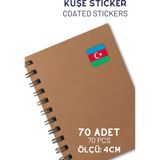 Netsan Etiket Azerbaycan Bayrağı Içerikli 70 Adet 4cm Yapışkanlı Etiket Sticker
