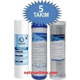 Netsu -Su Arıtma Filtre Seti-Toptan 5 Adet Açık Kasa Su Arıtma Cihazı 3 lü Ön Filtresi
