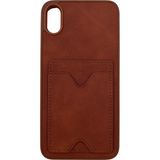 Nettech Apple iPhone Xs Max Uyumlu NT-N028 Deri Kartlık Arka Koruma Kılıf - Kahverengi