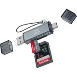 Nettech NT-CR02 Type-C ve Lighting USB Sd Kart Okuyucu - Gri
