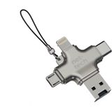 Nettech NT-CR03 Lighting + Type-C + Micro To USB Sd Kart Okuyucu - Gri