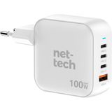 Nettech NT-HCH09 100W Pd+Qc Ganprime Şarj Aleti Hızlı Şarj Aleti/şarj Isısını Düşürür Gan Destekli Akım Korumalı Güç Adaptörü - Beyaz