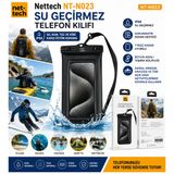 Nettech NT-N023 IP68 Su Geçirmez Telefon Kılıfı 6,7 İnçe Kadar Uyumlu Dokunmatik Ekran Destekli Boyun Askılı Universal Koruma Kılıfı