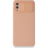 Nettech Samsung Galaxy A02 Uyumlu Kızaklı Kamera Korumalı Arka Koruma Kılıf - Pembe