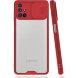 Nettech Samsung Galaxy M31s Uyumlu Platin Kamera Kızaklı Arka Koruma Kılıf - Kırmızı