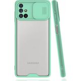 Nettech Samsung Galaxy M31s Uyumlu Platin Kamera Kızaklı Arka Koruma Kılıf - Su Yeşili