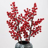 Netten Evime 3 Adet Yapay Çiçek Kokina Uzun Dal 63 cm Yılbaşı Çiçeği Red Berry