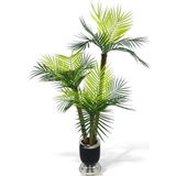 Netten Evime Yapay Ağaç Areka Palmiye Metal SiyahGümüş Lüks Vazoda 3Katlı 18Yaprak 110cm Salon Çiçeği Yapay Çiçek