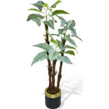 Netten Evime Yapay Ağaç Fil Kulağı Yeşil Metal SiyahGold Vazoda 3Katlı 27Yaprak 120cm Salon Çiçeği Yapay Çiçek
