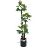 Netten Evime Yapay Ağaç Palmiye Fanpalm 3Katlı 24Yaprak Gümüş Kemerli Siyah Saksıda 165*65 cm