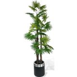 Netten Evime Yapay Ağaç Yelpaze Palmiye 4Katlı Fanpalm 32 Yaprak Gümüş Kemerli Siyah Saksıda 170*65 cm