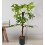 Netten Evime Yapay Ağaç Yelpaze Palmiye 8 Yaprak 85*55cm Siyah Aleminyum Saksı