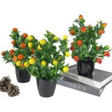 Netten Evime Yapay Çiçek 3 Adet Nar Limon Ve Mandalina Ağacı Siyah Saksıda 30cm