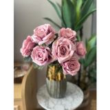 Netten Evime Yapay Çiçek 7li Gül Demeti 40*30 cm 1.Kalite Büyükboy GÜLKURUSU PEMBE