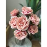 Netten Evime Yapay Çiçek 7li Gül Demeti 40*30 cm 1.Kalite Büyükboy MERCAN PEMBE