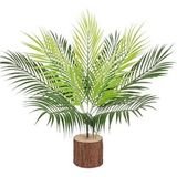 Netten Evime Yapay Çiçek 9 Dallı Areka Ahşap Kütük Saksılı Palmiye Ağacı Salon Bitkisi 45 cm