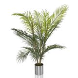 Netten Evime Yapay Çiçek Areka Ağacı Palmiye Ağacı Bambu Saplı Gümüş Saksılı Salon Çiçeği 18 Yaprak 85 cm
