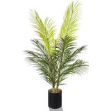Netten Evime Yapay Çiçek Areka Ağacı Palmiye Ağacı Bambu Saplı Siyah Saksılı Salon Çiçeği 18 Yaprak 85 cm
