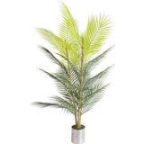 Netten Evime Yapay Çiçek Areka Ağacı Palmiye Ağacı Bambu Saplı Siyah Saksılı Salon Çiçeği 27 Yaprak 115 cm