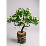 Netten Evime Yapay Çiçek Beyaz Çiçekli Bonsai Ağacı Dekoratif Kütük Saksıda Yapay Ağaç Bonzai Losus Çiçekli