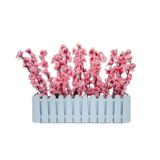 Netten Evime Yapay Çiçek Beyaz Çit Balkon Saksısı Pembe Bahardalı 55*20cm