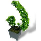 Netten Evime Yapay Çiçek Bonsai Ağacı Beyaz Eğik Model Dekoratif Yapay Ağaç Bonzai 30*22 CM Siyah Kare Saksıda
