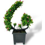 Netten Evime Yapay Çiçek Bonsai Ağacı Pembe Eğik Model Dekoratif Yapay Ağaç Bonzai 30*22 CM Siyah Kare Saksıda