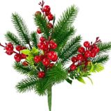Netten Evime Yapay Çiçek Çam Dallı Kokina 9 Dal lı Demet 25*30cm Yılbaşı Çiçeği Red Berry