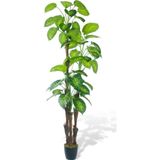 Netten Evime Yapay Çiçek Difenbahya Sarı Yeşil 3Katlı 190 cm 54Yaprak Siyah Plastik Saksıda Yapay Bitki