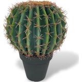 Netten Evime Yapay Çiçek Echinocactus Grusonii Altın Fıçı Kaktüs Siyah Saksıda 35*25m Cactüs sk4010s