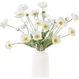 Netten Evime Yapay Çiçek Gelincik Çiçeği Kar Beyaz Renk 3 Çiçek 1 Tomurcuk 59Cm