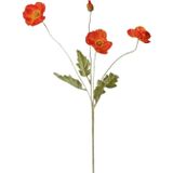 Netten Evime Yapay Çiçek Gelincik Çiçeği Kırmızı Renk 3 Çiçek 1 Tomurcuk 59Cm