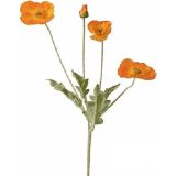 Netten Evime Yapay Çiçek Gelincik Çiçeği Turuncu Renk 3 Çiçek 1 Tomurcuk 59Cm