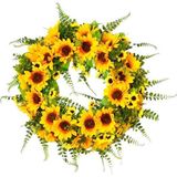 Netten Evime Yapay Çiçek Kapı Süsü Ay Çiçeği ve Kuşkonmaz Sunflower Yılbaşı Kapı Çelengi