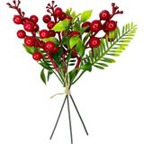 Netten Evime Yapay Çiçek Kokina 3 Dal lı Demet 20*15cm Yılbaşı Çiçeği Red Berry