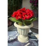 Netten Evime Yapay Çiçek Krem Saksıda Kırmızı Kadife Menekşe Gerçekçi Doku 22cm