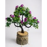 Netten Evime Yapay Çiçek Lila Çiçekli Bonsai Ağacı Dekoratif Kütük Saksıda Yapay Ağaç Bonzai Losus Çiçekli
