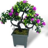Netten Evime Yapay Çiçek Lila Çiçekli Bonsai Ağacı Dekoratif Yapay Ağaç Bonzai 29*24 CM Siyah Kare Saksıda
