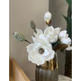 Netten Evime Yapay Çiçek Lüx Manolya Gerçek Dokulu Letex Eva Magnolia Gelin Çiçeği 40 cm BEYAZ
