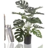 Netten Evime Yapay Çiçek Monstera Deve Tabanı Metal Mat Siyah Saksılı Yapay Bitki Salon Çiçeği