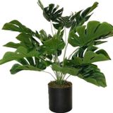 Netten Evime Yapay Çiçek Monstera Deve Tabanı Siyah Saksılı Salon Çiçeği 18 Yaprak 58cm