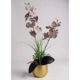 Netten Evime Yapay Çiçek Mor Islak Orkide Gold Metal Saksıda Saksıda Orkide 50cm