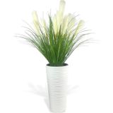 Netten Evime Yapay Çiçek Panpas Püskül Salon Bitkisi Beyaz Uzun Kumsal Vazoda 128*60 cm