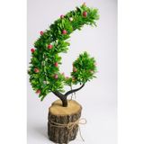Netten Evime Yapay Çiçek Pembe Çiçekli Bonsai Ağacı Dekoratif Kütük Saksıda Yapay Ağaç Bonzai Hilal Model