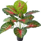 Netten Evime Yapay Çiçek Saksıda Tropik Kızıl Caladium 18 Dal 70 cm Salon Çiçeği Yapay Bitki
