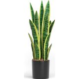 Netten Evime Yapay Çiçek Saksılı Yeşil Kılıç Çiçeği Dal 68cm Salon Çiçeği Metal Mat Siyah Saksılı Yapay Bitki